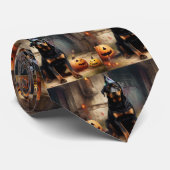 Cravate La peur de l'Halloween Citrouille de Rottweiler (Roulé)