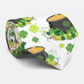 Cravate La Saint-Patrick Irlande Trèfle Vert Leprechaun (Roulé)