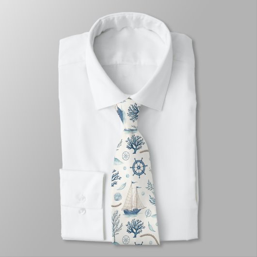 Cravate La vie côtière Océans bleus (Attaché)