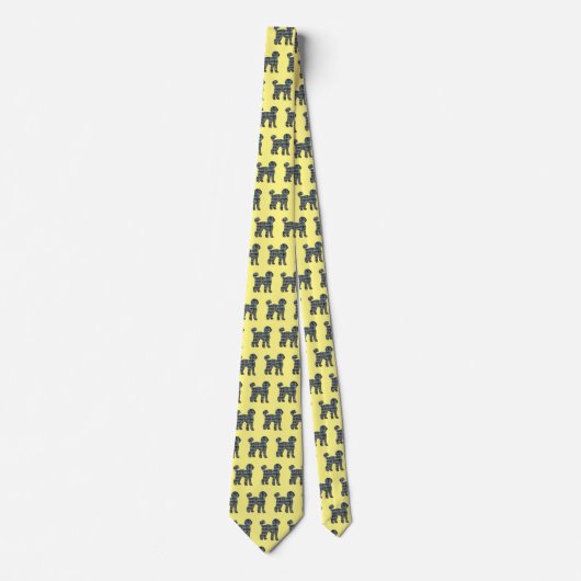 Cravate Labradoodé Chien Silhouette Jaune et Bleu Jaune (Devant)