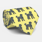 Cravate Labradoodé Chien Silhouette Jaune et Bleu Jaune (Roulé)