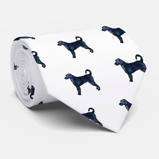 Cravate Labradoodle Chien race Silhouette Aquarelle noire (Roulé)