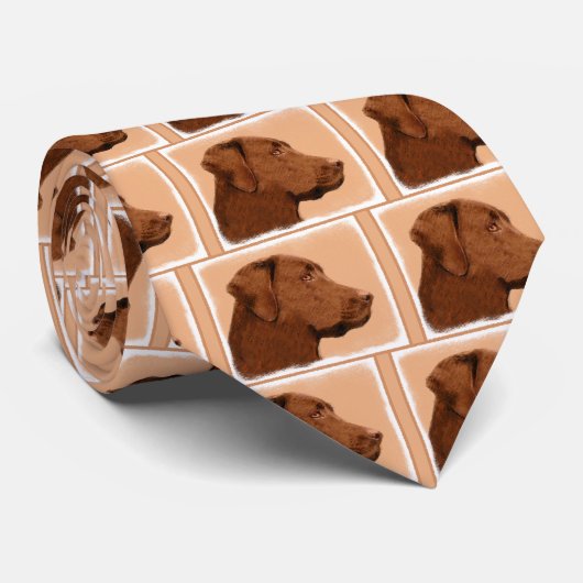 Cravate Labrador Retriever (Chocolat) Peinture - Chien Art (Roulé)