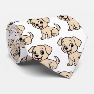 Cravate Labrador Retriever Jaune Dessin Animé Assis
