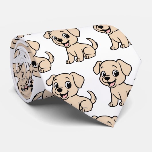 Cravate Labrador Retriever Jaune Dessin Animé Assis (Roulé)