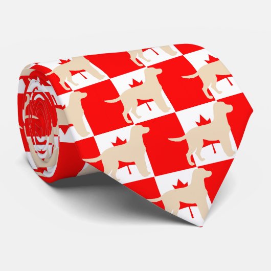 Cravate Labrador Retriever Yellow Silhouette sur drapeau (Roulé)