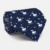 Cravate Lac Enchanted - Design Motif de cygne gracieux (Roulé)