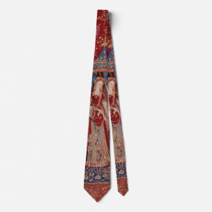 Cravate Lady and Unicorn Medieval Tapestry Desire