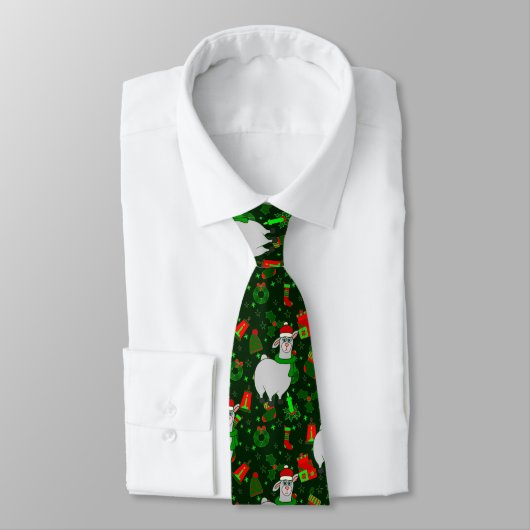 Cravate laide noël llama santa claus alpaca (Attaché)