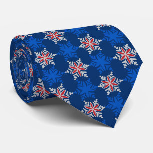 Cravate Laisser neiger Snowflake Royal Bleu à deux côtés