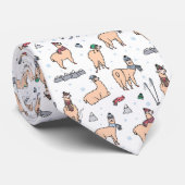 Cravate Lamas dans le motif de ski de casquettes et (Roulé)