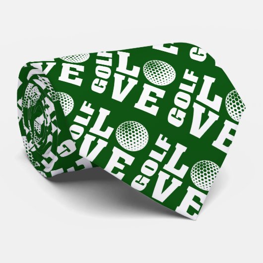 Cravate L'amour du golfeur vert (Roulé)