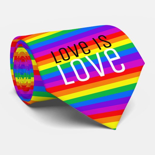 Cravate L'amour est l'amour, arc-en-ciel (Roulé)