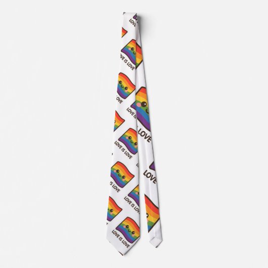 Cravate L'amour est l'amour - Kawaii Rainbow Design (Devant)