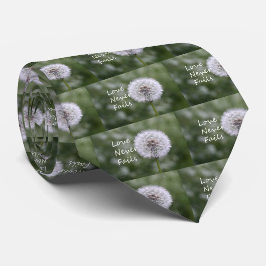 Cravate L'amour n'échoue jamais Dandelion1 Corinthiens 13 (Roulé)