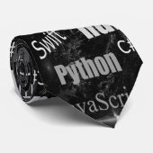 Cravate Langues de programmation Motif noir blanc (Roulé)