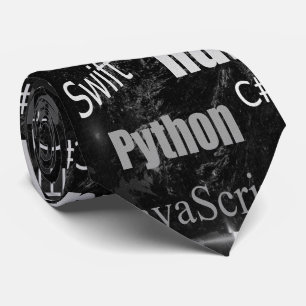 Cravate Langues de programmation noir et blanc