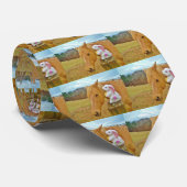 Cravate Lapin blanc et cheval jaune blond (Roulé)