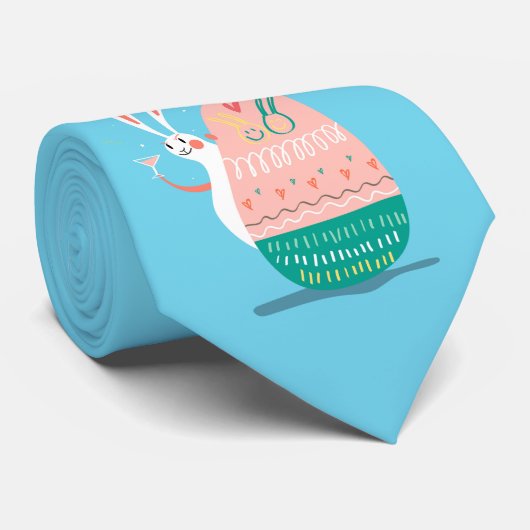 Cravate Lapin Bleu Drôle Et Oeuf De Pâques (Roulé)