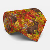 Cravate Lapin d'automne en rouge (Roulé)