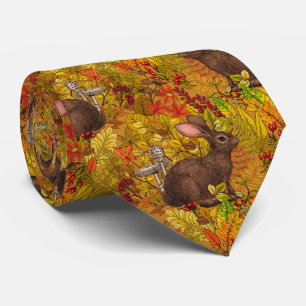 Cravate Lapin d'automne sur ocre