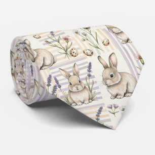 Cravate Lapin de Pâques avec Motif Pastel de Printemps Œuf