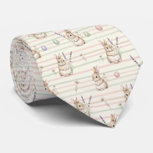 Cravate Lapin de Pâques avec Motif Pastel de Printemps Œuf