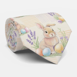 Cravate Lapin de Pâques avec Motif Pastel de Printemps Œuf