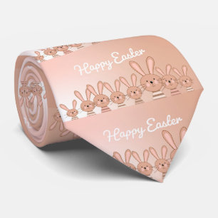 Cravate Lapin de Pâques dégradé rose gold drôle
