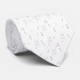 Cravate Lapin de Pâques Minimaliste Motif Pastel Printanie