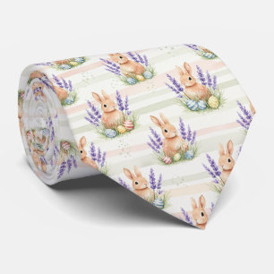 Cravate Lapin de Pâques Motif de rayure d'oeuf pastel