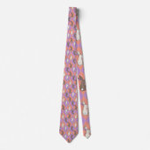 Cravate Lapin de printemps rose et pastel argyle violet  (Devant)