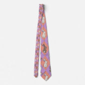 Cravate Lapin de printemps rose et pastel argyle violet  (Dos)