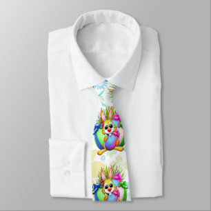 Cravate Lapin drôle mordant un œuf de Pâques