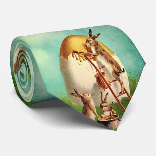 Cravate Lapin drôle vintage et œuf de Pâques (Roulé)