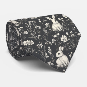 Cravate Lapin Élégant Toile Motif Floral Vintage