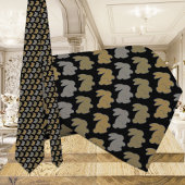 Cravate Lapin lapin noir et or