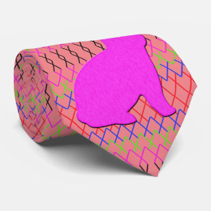 Cravate Lapin Rose Bande Abstraite Bandes Pâques Rose Crav