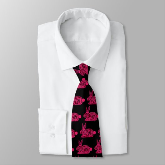 Cravate Lapin rose Zebra (Attaché)