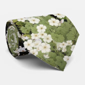 Cravate Lapins de forêt de bois Fleurs blanches (Roulé)