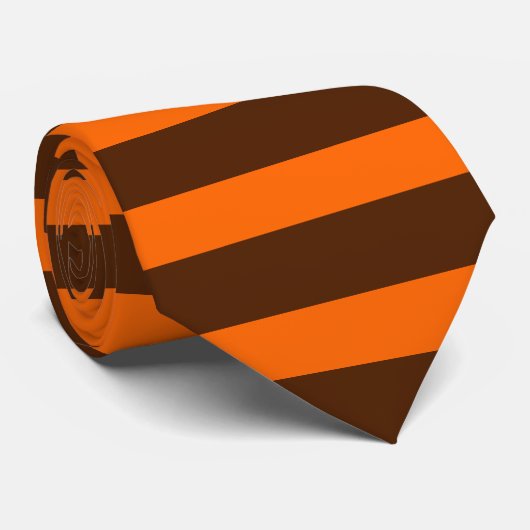 Cravate large bande horizontale Brown et orange (Roulé)