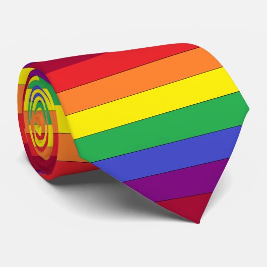 Cravate large de rayure de fierté d'arc-en-ciel (Roulé)