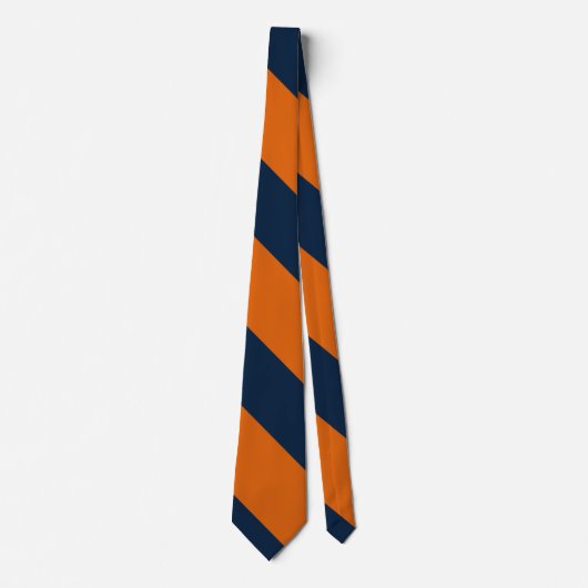 Cravate Large rayure bleue orange et timide d'université (Devant)