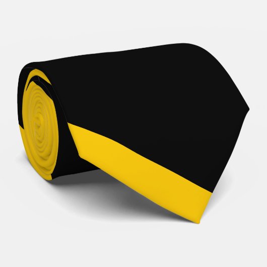Cravate Large rayure jaune noire et d'or d'université (Roulé)