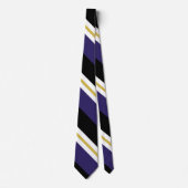 Cravate Large rayure noire d'université de pourpre et d'or (Devant)
