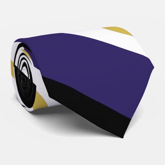 Cravate Large rayure noire d'université de pourpre et d'or (Roulé)