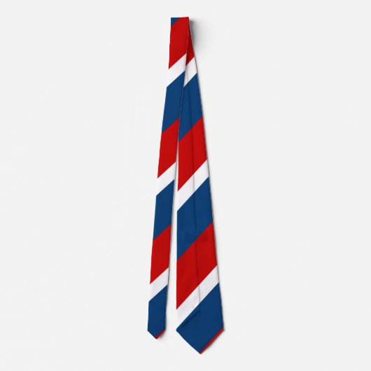 Cravate Large rayure régimentaire blanche et bleue rouge (Dos)