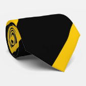 Cravate Large rayure régimentaire jaune noire et d'or (Roulé)