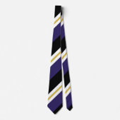 Cravate Large rayure régimentaire noire de pourpre et d'or (Devant)
