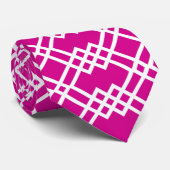 Cravate Latis moderne Géométrique Framboise rose & blanc (Roulé)